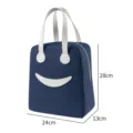 Geïsoleerde lunchtas met schattig glimlachgezicht, draagbare marineblauwe bento tas. - L / Marineblauw