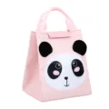 Cute pink panda insulated lunch bag with 3D ears, perfect portable bento meal tote for daily. - 3D Light Pink Panda