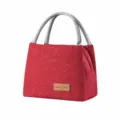 Portable Oxford cloth insulated lunch bag with dual handles and secure zipper closure. - L / Burgundy
