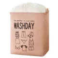 Cesta de ropa plegable grande de tela con cordón para guardar ropa y edredones en el hogar. - 44*33*53cm / Rosa