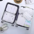 Set van 6 waterdichte reistas organizers voor koffer en kleding opbergtassen reizen - L / Cactus