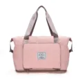Pink foldable travel duffel bag, lightweight sports gym bag with dry wet separation for women. - Glitter