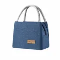 Oxford cloth insulated lunch bag portable bento cooler bag for office school picnic outdoor use - L / Navy Blue
