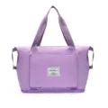 Purple foldable travel duffel bag waterproof fitness gym luggage bag for women men - Light Purple