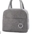 Borsa termica grigia per pranzo in tessuto oxford con panda patch e tasca anteriore per pasti. - Grigio Cationico