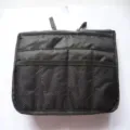 Black nylon bag in bag organizer with mesh pockets and double zippers for daily storage. - M / Black