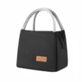 Black oxford cloth insulated lunch bag, small thermal tote bag for daily meals and office. - L / Black