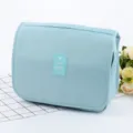 Waterproof travel toiletry bag with hanging hook, large capacity cosmetic storage pouch. - Korean Blue