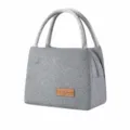 Grey Oxford fabric insulated lunch bag with dual handles and size dimensions 27x16x19cm - Gray