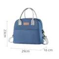 Insulated lunch bag with shoulder strap, portable thermal cooler handbag for picnic work. - Shoulder Straps / Navy Blue