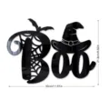 Halloween 3D Acryl Spiegel Wandaufkleber BOO Fledermaus Spinnennetz Heimdekoration Detail. - Schwarz
