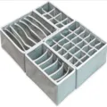 4-teiliges Stoff Unterwaesche Aufbewahrungsbox Set grauer BH Socken Schubladen Organizer - Grau
