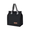 Black Insulated Lunch Bag Oxford Cloth Portable Bento Bag Waterproof Thermal Student Tote - Black