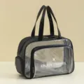 Sac de voyage fitness transparent noir, sac de plage fourre-tout imperméable et étanche. - Avec compartiment à chaussures / Noir