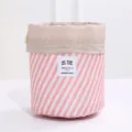 Trousse de maquillage de voyage cylindrique à rayures roses avec cordon de serrage - Rayé Rose