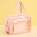 Sac de voyage transparent rose imperméable grande capacité sac de sport et de toilette - Avec compartiment à chaussures / Rose