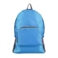 Sac à dos de voyage bleu pliable, sac étanche léger avec poche avant et filet latéral pratique. - Bleu