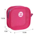 Roze mesh cosmetische tas reizen toilettas draagbare make-up opbergtas with zipper 15cm - Rozerood