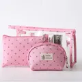 Lot de 3 trousses de toilette transparentes en PVC sac de maquillage de voyage rose - Rose