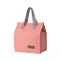 Pink insulated lunch bag with grey handles, portable thermal tote for school and work. - Watermelon red