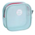 Lichtblauwe mesh cosmetische tas, draagbare reismake-up pouch met ritssluiting voor dagelijks gebruik. - Lichtblauw