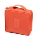 Orange travel cosmetic bag portable toiletry organizer waterproof storage pouch for trip. - Orange