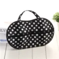 Etui de rangement soutien-gorge de voyage sac pois portable pour lingerie details - Pois noirs et blancs avec filet