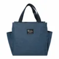 Sac isotherme épaissi avec poches latérales, fourre-tout bleu portable pour les repas quotidiens. - Bleu marine