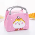 Sac à lunch isotherme rose avec impression d'animaux de dessin animé, sac portable quotidien. - Shiba Inu Mignon