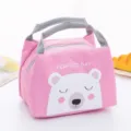 Sac à repas isotherme rose avec joli design d'ours blanc, petit sac fourre-tout portable. - Ours Polaire Mignon