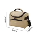 Borsa termica porta pranzo portatile con manico e tracolla beige contenitore per alimenti - Cachi