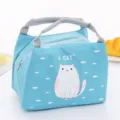 Portable insulated lunch bag with cute cartoon cat print, ideal for daily meals and school. - Little Cat
