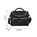 Borsa termica pranzo nera per ufficio e picnic, design elegante con chiusure lampo oro. - Nero