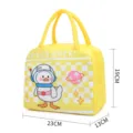 Cartoon space duck insulated lunch bag with waterproof thermal foil lining for daily use. - B Yellow Grid Space Duck