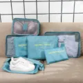 Reise-Organizer-Taschen Set aus Oxford-Gewebe für Koffer und Gepäckaufbewahrung Zubehör - 7-teiliges Set / Seeblau