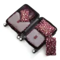Reiseorganizer 7-teiliges Set aus Oxford-Gewebe Packtaschen für Koffer Ordnung. - 7-teiliges Set / Weinrot Floral
