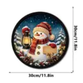 Christmas snowman hanging sign with LED lights, 30cm round decorative wall plaque for holiday. - Style FGGP077 / With Hooks (Mailing Box)