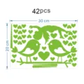 Autocollants muraux lumineux phosphorescents 42pcs 30x20cm oiseaux coeurs deco chambre - Style Fée Cœur Oiseaux
