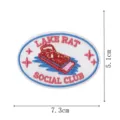 Embroidered patch with Lake Rat Social Club design, oval shape, size 7.3x5.1cm, DIY accessory. - Embroidered Patch (DW9805-32)
