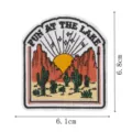 Embroidered patch featuring desert canyon sunset and cactus design with Fun at the Lake text. - FUN AT THE LAKE(DW9804-36)