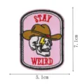 Cool skull cowboy hat embroidered patch with lightning design, stylish clothing badge. - STAY WEIRD(DW9804-37)