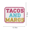Patch brodé avec texte Tacos et Margs, lettres colorées, badge accessoire de vêtement DIY. - Tacos Et Margs (DW9805-38)