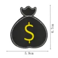 Black money bag embroidered patch with yellow dollar sign, stylish clothing DIY accessory 6.7x5.9cm - Money Bag(DW9804-44)