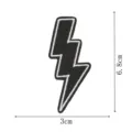 Black white lightning bolt embroidered patch detail view showing dimensions 3x6.8cm. - Lightning(DW9804-47)
