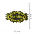 Embroidered patch with Take It Easy text and diamond lightning design, size 6.4x3.3cm. - Take It Easy(DW9804-50)