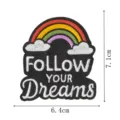 Regenbogen Aufnäher Follow Your Dreams Stickerei Bügelbild Applikation DIY Dekoration - FOllOW YOUR DREAMS