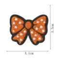 Oranger gepunkteter Schleifen Stickerei Aufnäher DIY Kleidung Jacke Abzeichen 4.1x3.3cm - Schleife