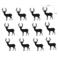 Vue détaillée de l'adhésif mural cerf en acrylique noir montrant les dimensions et le design. - Renne (JM593) / Or