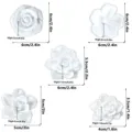 3D floral fridge magnets white flower decorative magnets cute home kitchen decor 5pcs - White-ABCDE