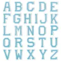 Écussons brodés bleu clair alphabet de A à Z style collège accessoires vêtements DIY. - Ensemble de 26 Lettres / Bleu ciel